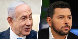 A side by side split image of Benjaming Netanyahu, left, and Ayman Mohyeldin