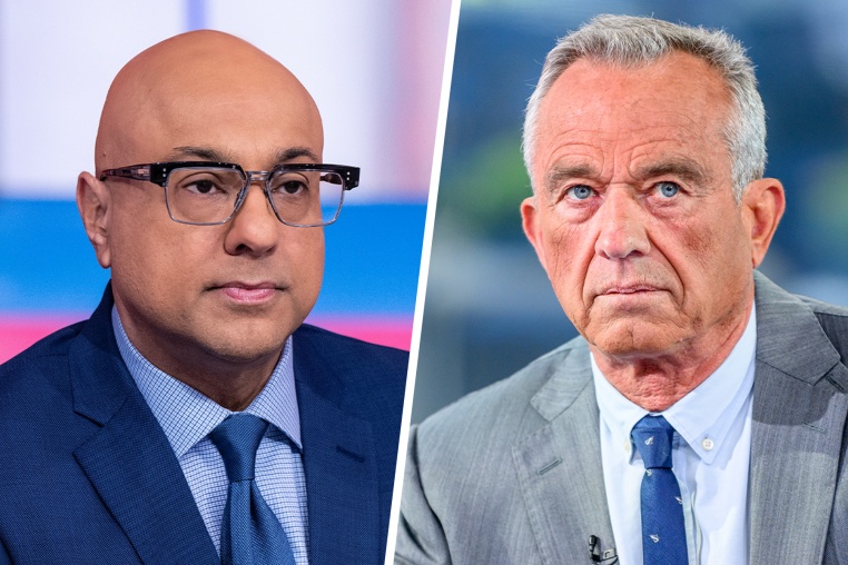 A split side by side image of Ali Velshi and Robert F. Kennedy, Jr. 